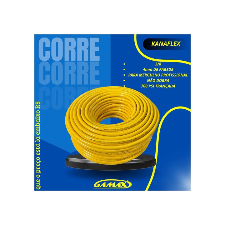 10m Mangueira P/ Mergulho Profissional 3/8 Kanaflex 700 Psi Amarelo