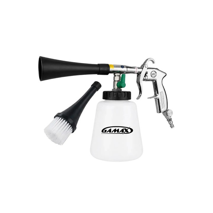 Pistola Tornador Limpeza Automotiva 1l Estofados Carpete Com Regulador De Ar - Gamax T01 Branco