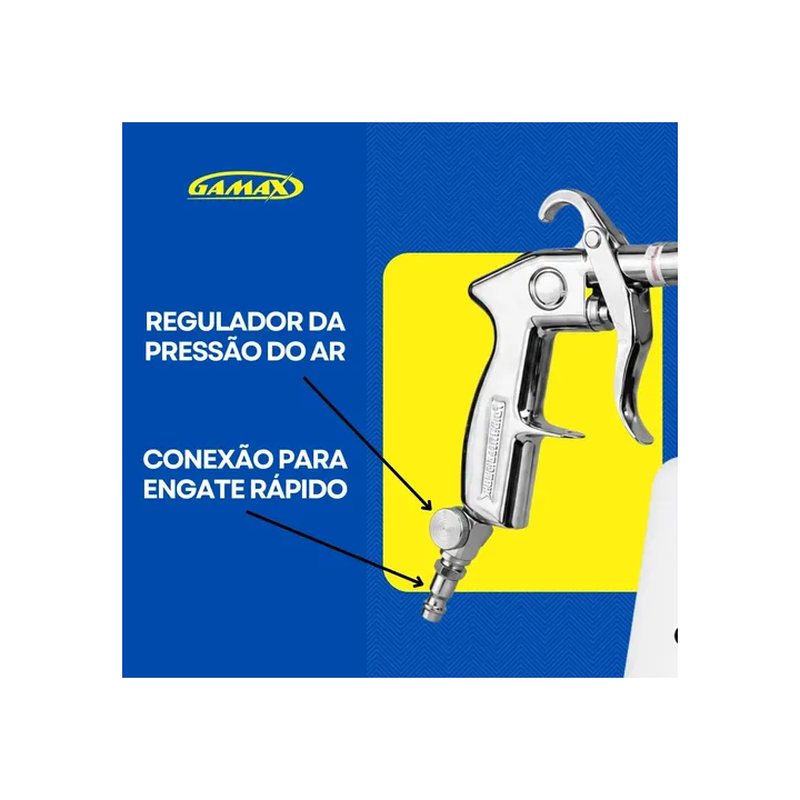 Pistola Tornador Limpeza Automotiva 1l Estofados Carpete Com Regulador De Ar - Gamax T01 Branco