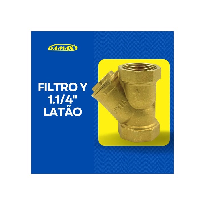 Filtro Y Latão 1.1/4 Polegada Dn32 Pn16 Tela Inox - Gamax