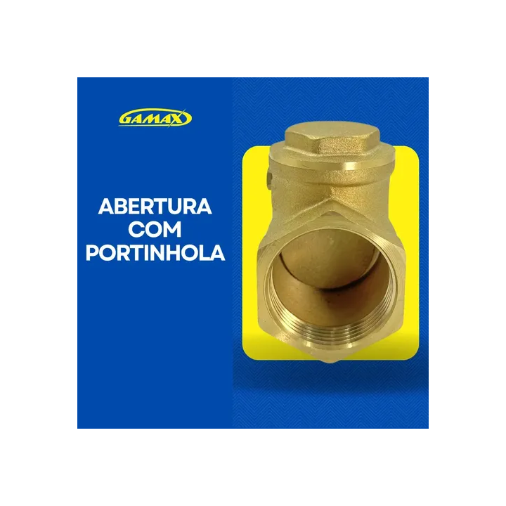 Válvula Retenção Horizontal 1.1/2 Pol Latão Rosca Bsp Gamax