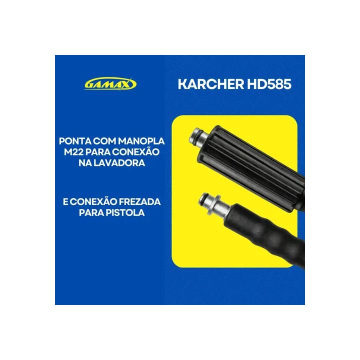 Mangueira Para Lavadora Alta Pressão Karcher Hd 585 10mt Trama De Nylon - Gamax Preto