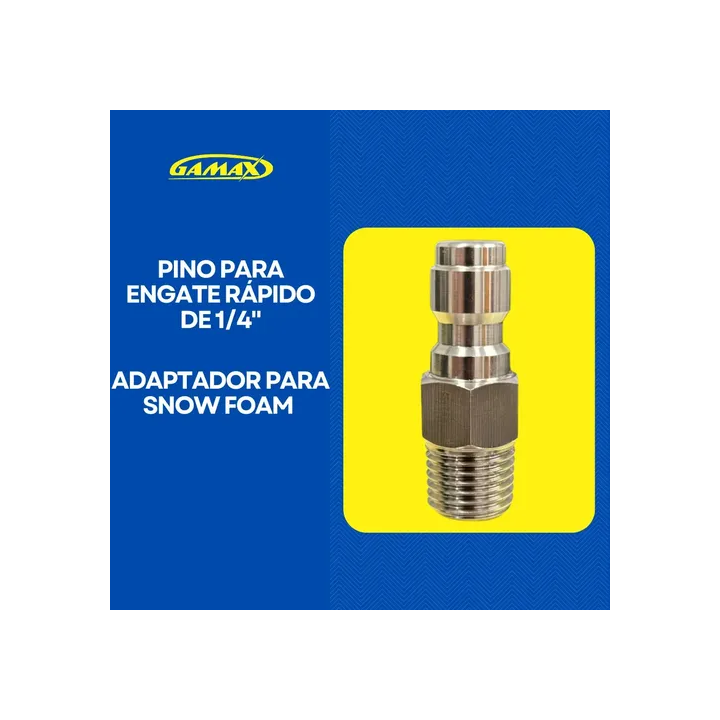 Adaptador Pino Engate Rápido Para Snow Foam Canhão De Espuma Rosca 1/4 Macho - Gamax