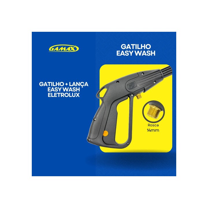Pistola Gatilho Lança Lavadora Electrolux Rosca M14 Metal - Gamax Preto