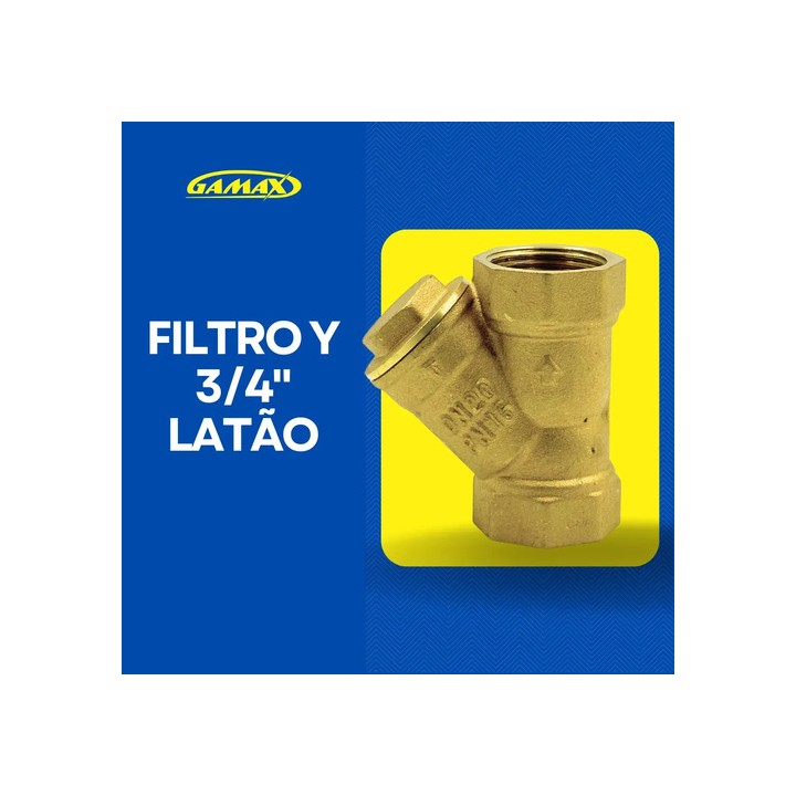 Filtro Y De Latão Gamax 3/4 Dn20 Com Tela Em Inox