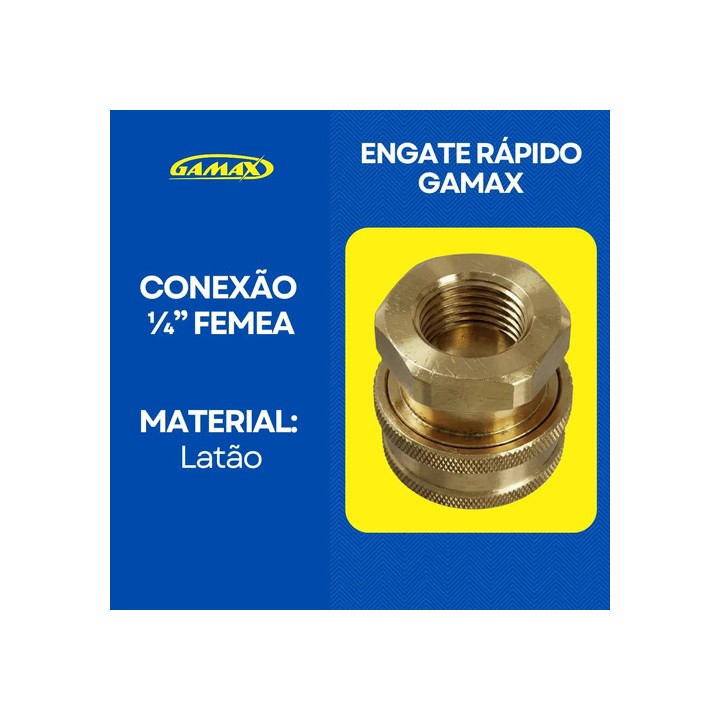 Adaptador Engate Rápido 1/4 Fêmea Latão Snow Foam Lavadora Wap Karcher