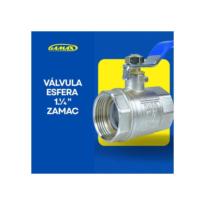 Válvula Esfera Metal Zinco 1.1/4 Polegada Bsp - Gamax
