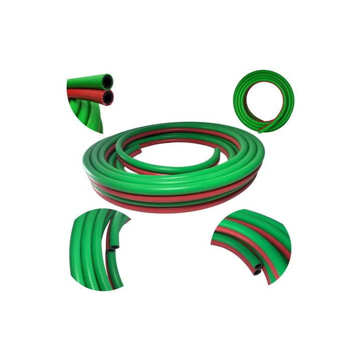 Mangueira Dupla 10m Himaflex Solda Oxigênio Acetileno 5/16 Maçarico Verde