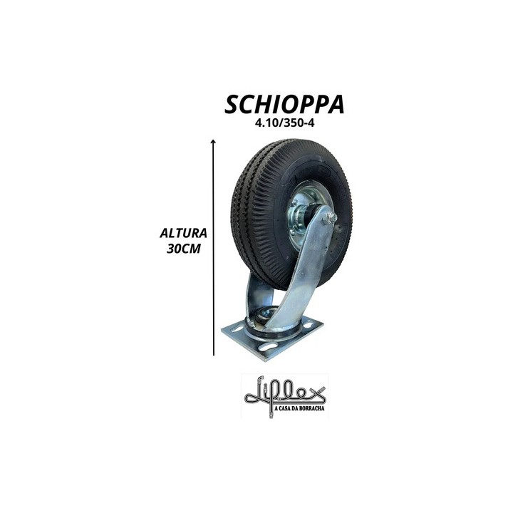 Rodizio 350-4 Base Giratória Pneumático Schioppa Gs 3504 Pcr Preto