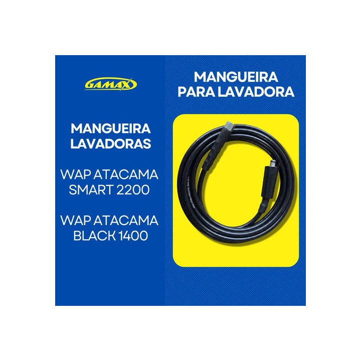 Mangueira 5 Metros Lavadora Wap Atacama Trama Nylon - Gamax Preto