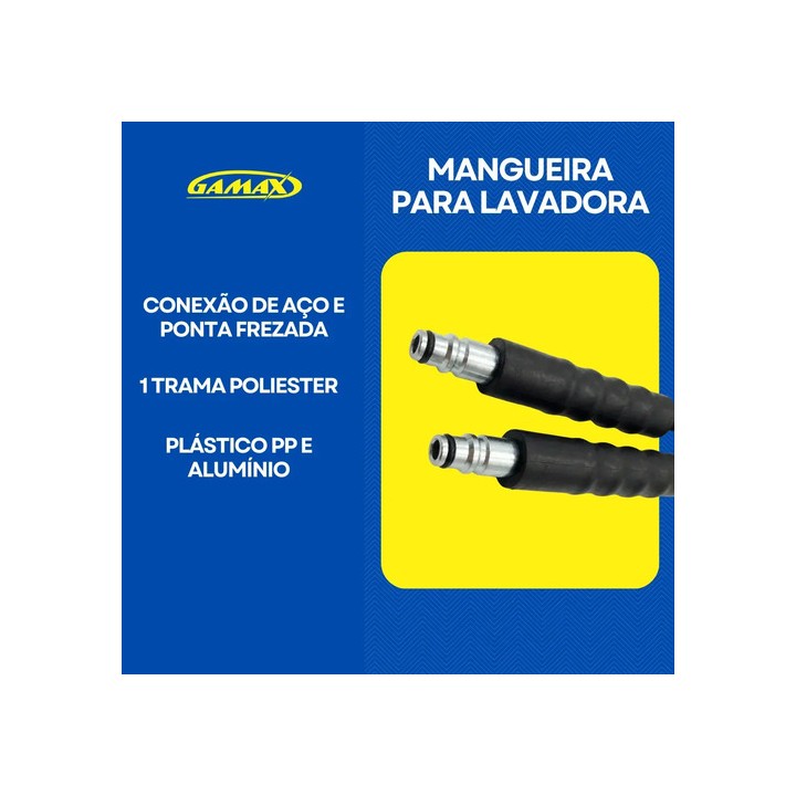Mangueira 10 Metros Nylon Lavadora Wap Extreme Turbo 2800 - Gamax Preto