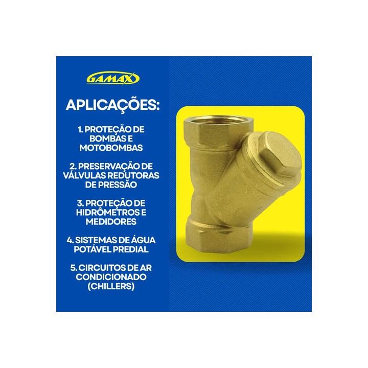 Filtro Y De Latão 2.1/2 (dn65) Pn16 Com Tela Inox Para Água Gamax