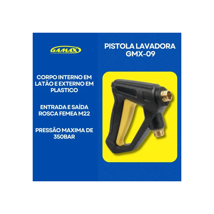 Pistola Curta Gatilho Engate Rápido Lavadoras Wap Extreme Combate - Gamax Preto