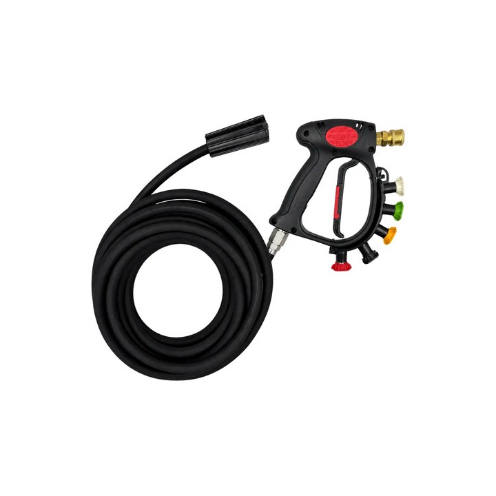 Kit Mangueira 10m Pistola Curta Bicos Lavadora Karcher Preto