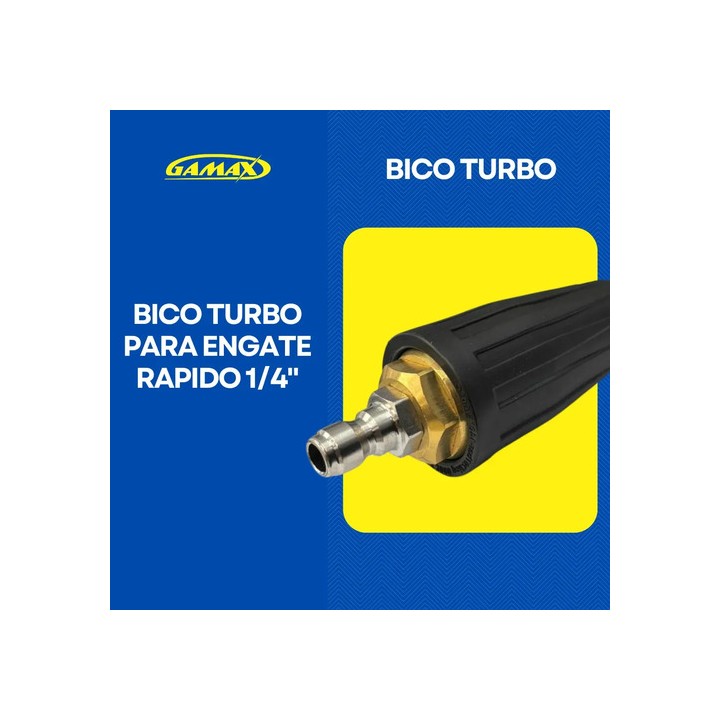 Bico Turbo Rotativo Lavadora Alta Pressão Engate Rápido 1/4 - Gamax