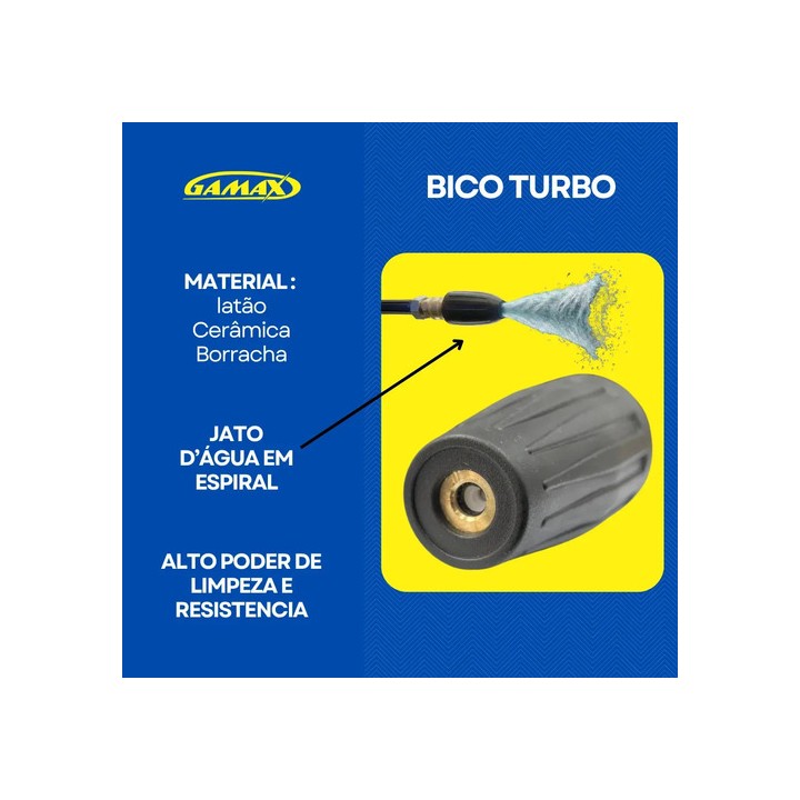 Bico Turbo Rotativo Lavadora Alta Pressão Engate Rápido 1/4 - Gamax