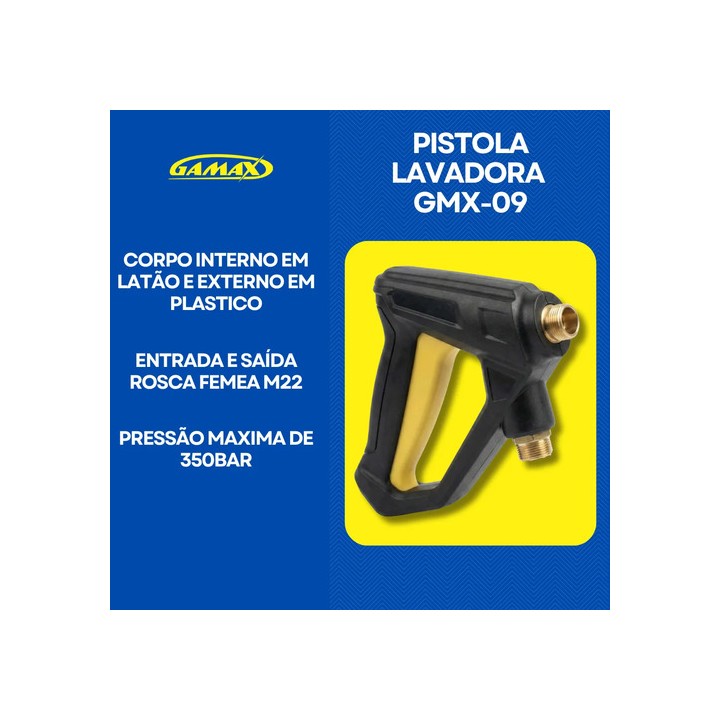 Kit Gatilho Pistola Curta Lavadora Alta Pressão C/ 5 Bicos Preto