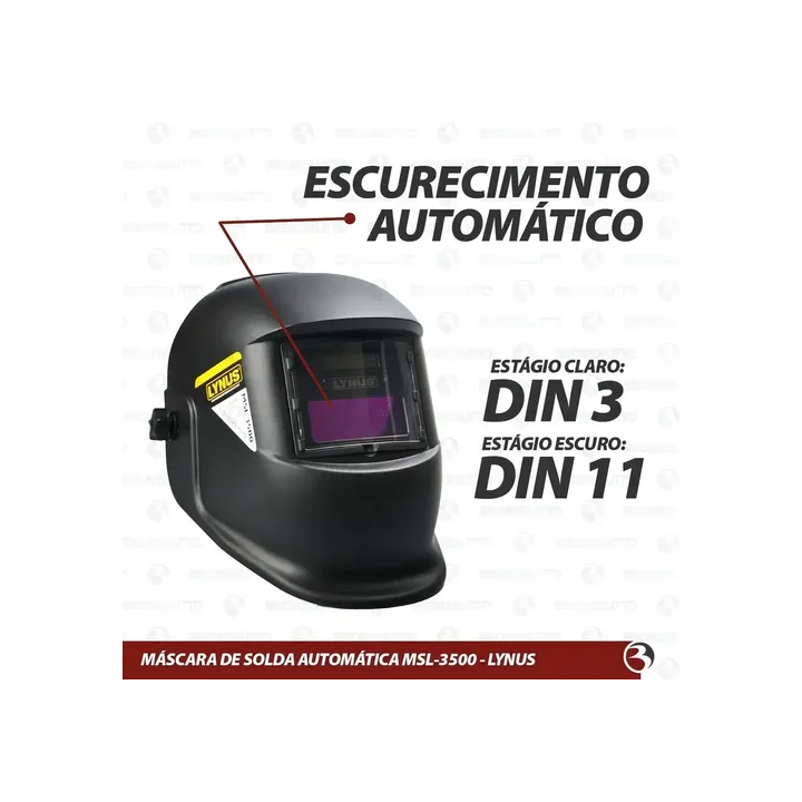 Máscara De Solda Automática Tonalidade 11 Msl-3500 Lynus Preto