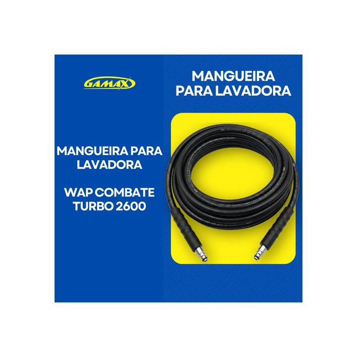 Mangueira 10m Lavadora Wap Combate Turbo 2600 Trama De Nylon - Gamax Preto