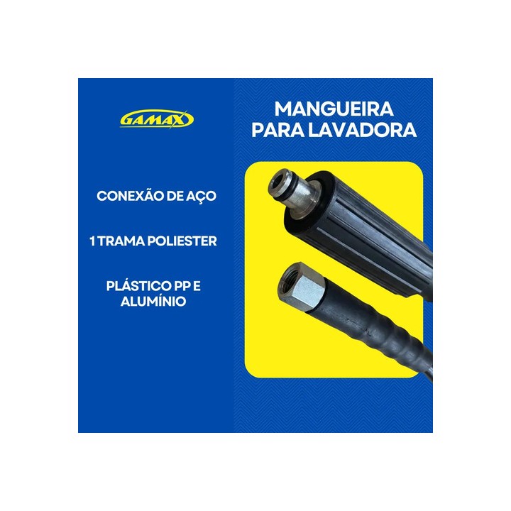 Mangueira Lavadora 5 Metros Wap Ousada Plus 2200 Trama Nylon - Gamax Preto