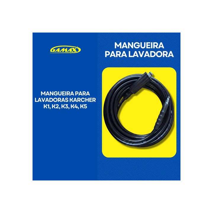 Mangueira 10 Metros Nylon Lavadora Karcher K1, K2, K3, K4, K5 - Gamax Preto