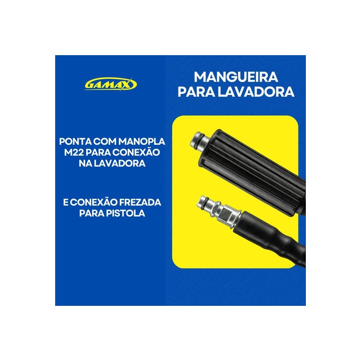 Mangueira 10 Metros Nylon Lavadora Karcher K1, K2, K3, K4, K5 - Gamax Preto