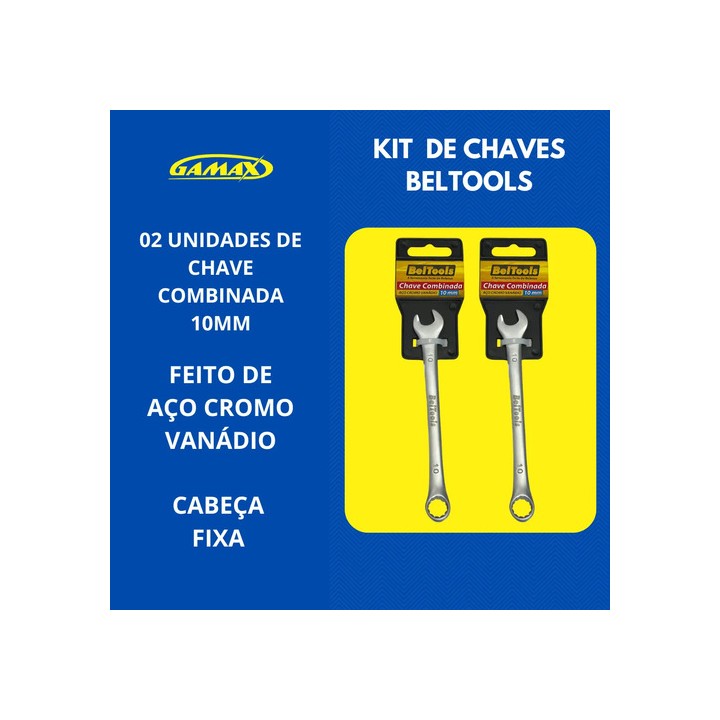 Kit 02 Chaves Combinada De 10mm Beltools Aço Cromo Vanadio Cinza