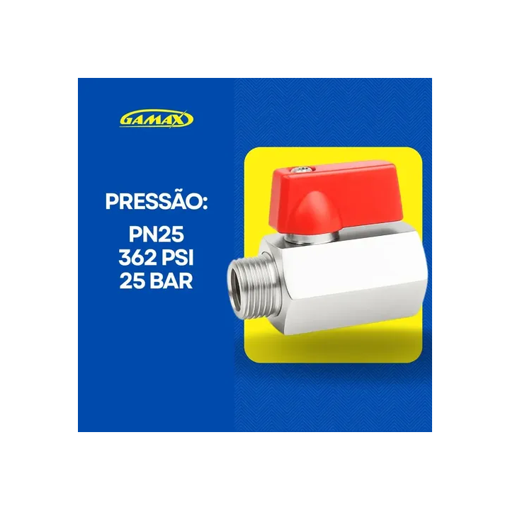 Válvula Registro Esfera 1/4 Mini M X F Zincada - Gamax