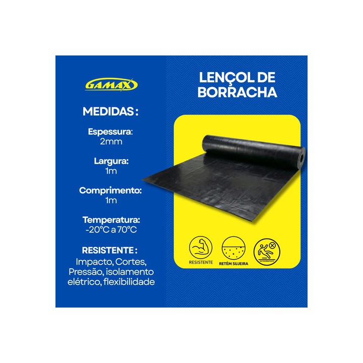 Lençol De Borracha Para Bancada Balcão 2mm S/ Lona 1,0x1,0mt Preto Liso