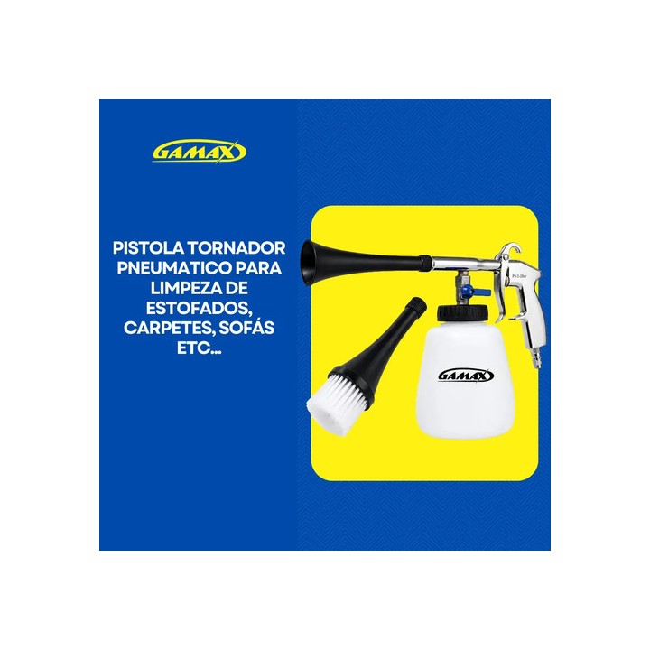 Pistola Tornador Limpeza Automotiva 1l Estofados Carpete - Gamax T02 Prateado