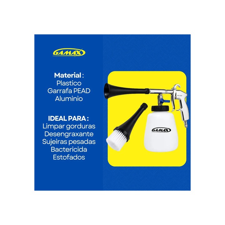 Pistola Tornador Limpeza Automotiva 1l Estofados Carpete - Gamax T02 Prateado