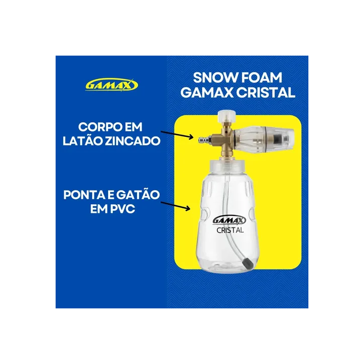 Canhão De Espuma Snow Foam 1l Profissional Espuma Densa Engate Rápido Para Wap Kärcher Electrolux Vonder Bosch Branco Cristal
