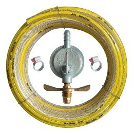 Mangueira Multiuso Gás 3/8 5m C/ Abraçadeiras + Regulador Amarelo