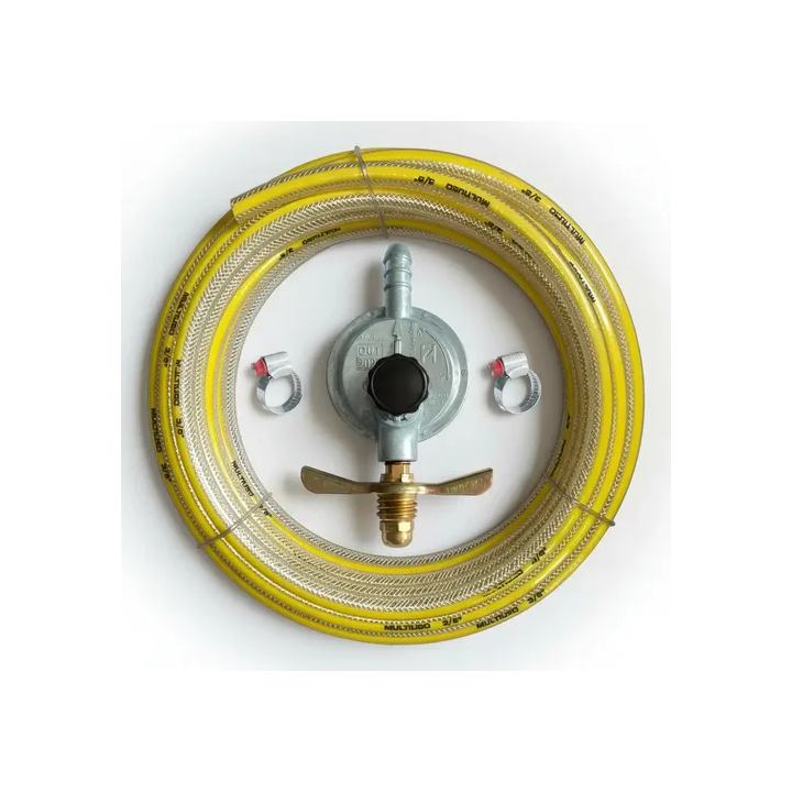 Mangueira Multiuso Gás 3/8 5m C/ Abraçadeiras + Regulador Amarelo