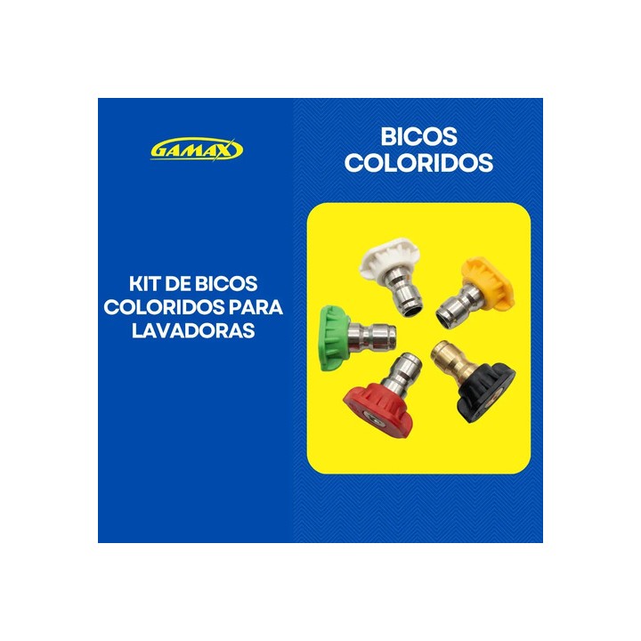 Kit Bicos Coloridos Mini Esguicho Engate Rápido Para Lavadoras De Alta Pressão - Gamax