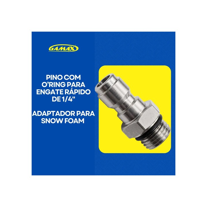 Adaptador Pino Inox Engate Rápido Para Snow Foam 1/4 Macho Oring - Gamax