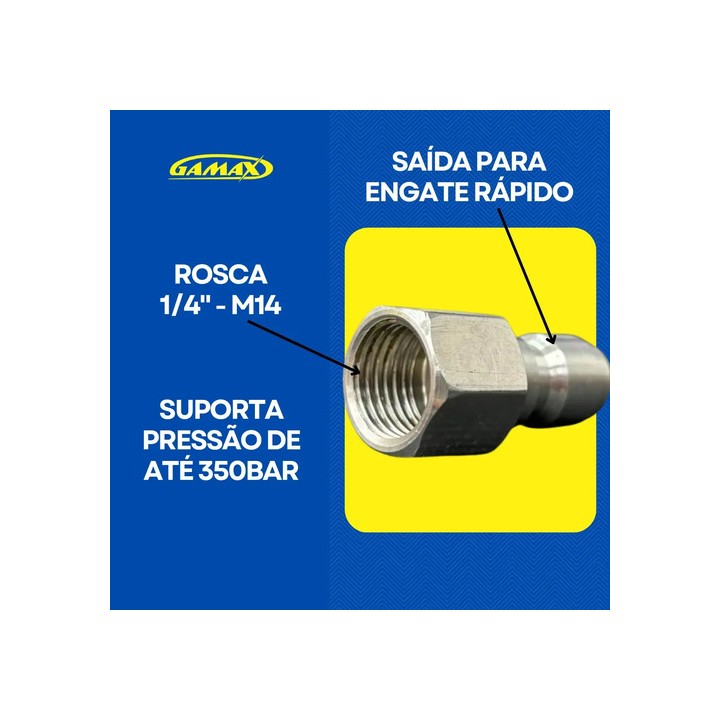 Adaptador Pino Engate Rápido Para Snow Foam Canhão De Espuma Rosca 1/4 Femea