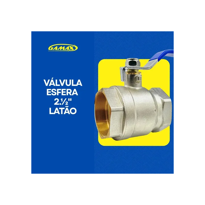 Válvula Registro Esfera Metal Latão 2.1/2 Polegada Bsp Gamax