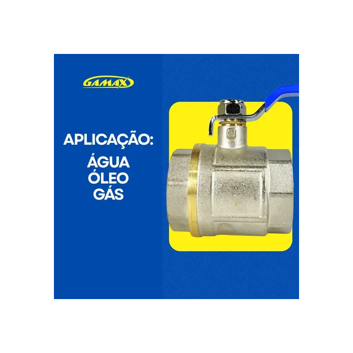 Válvula Registro Esfera Metal Latão 2.1/2 Polegada Bsp Gamax