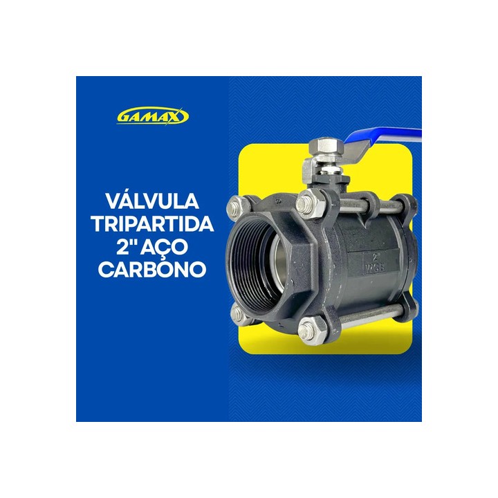 Válvula Registro Esfera Tripartida Aço Carbono 2 Bsp Gamax