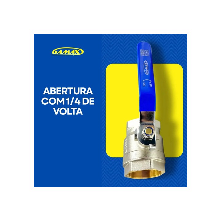 Válvula Registro Esfera Metal Latão 2.1/2 Polegada Bsp Gamax