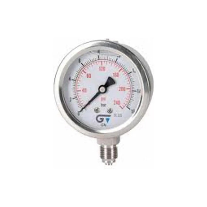 Manômetro Dn100 Total Aço Inoxidável 10 Bar E 150 Psi Glicerina 1/2