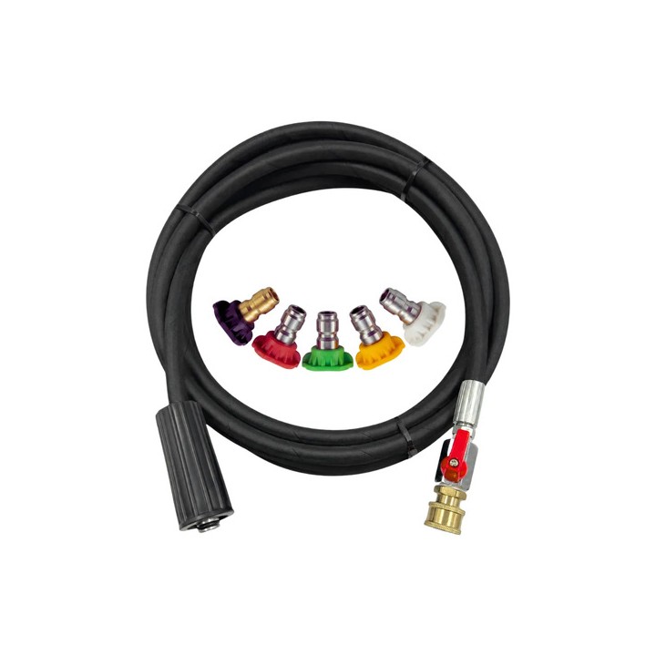 Kit Mangueira 10m Bicos Registro Lava Karcher K1 K2 K3 K4 K5 Preto