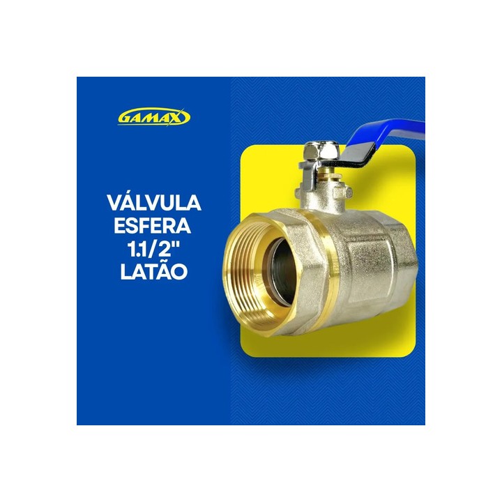 Válvula Esfera Metal Latão 1.1/2 Polegada Bsp - Gamax
