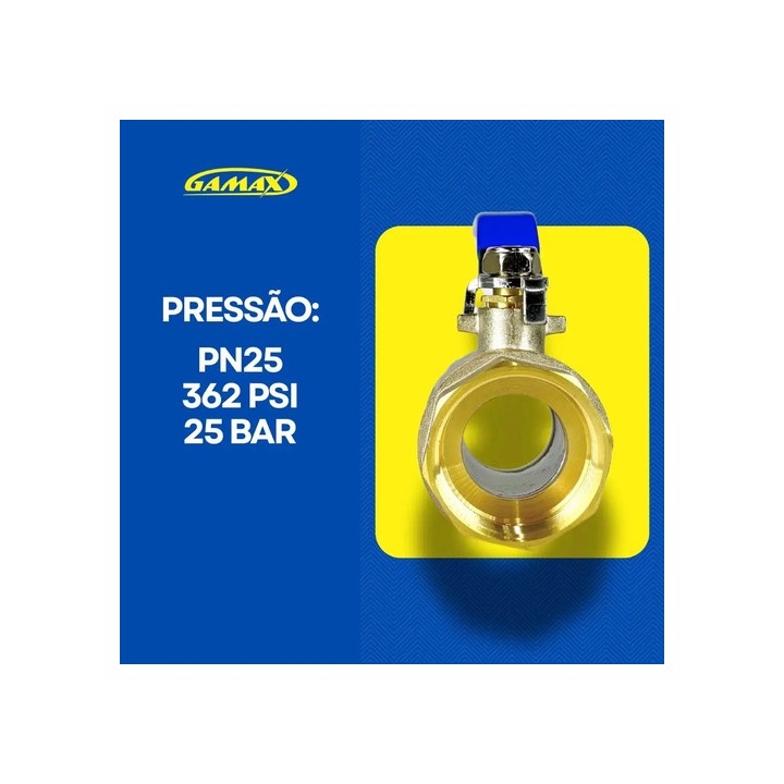 Válvula Esfera Metal Latão 1.1/2 Polegada Bsp - Gamax