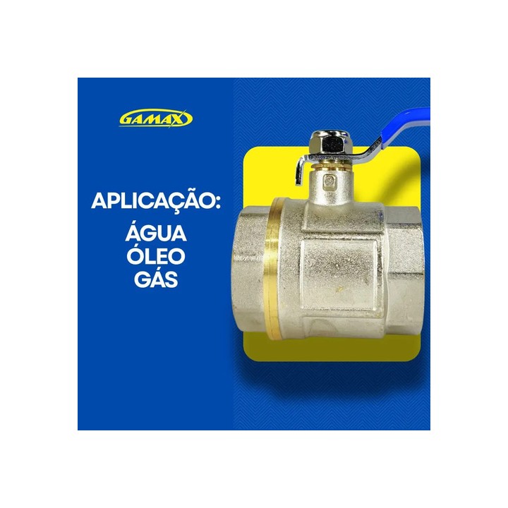 Válvula Esfera Metal Latão 1.1/2 Polegada Bsp - Gamax