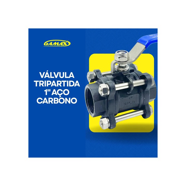 Valvula Esfera Tripartida Aço Carbono 1 Pol. Bsp Gamax
