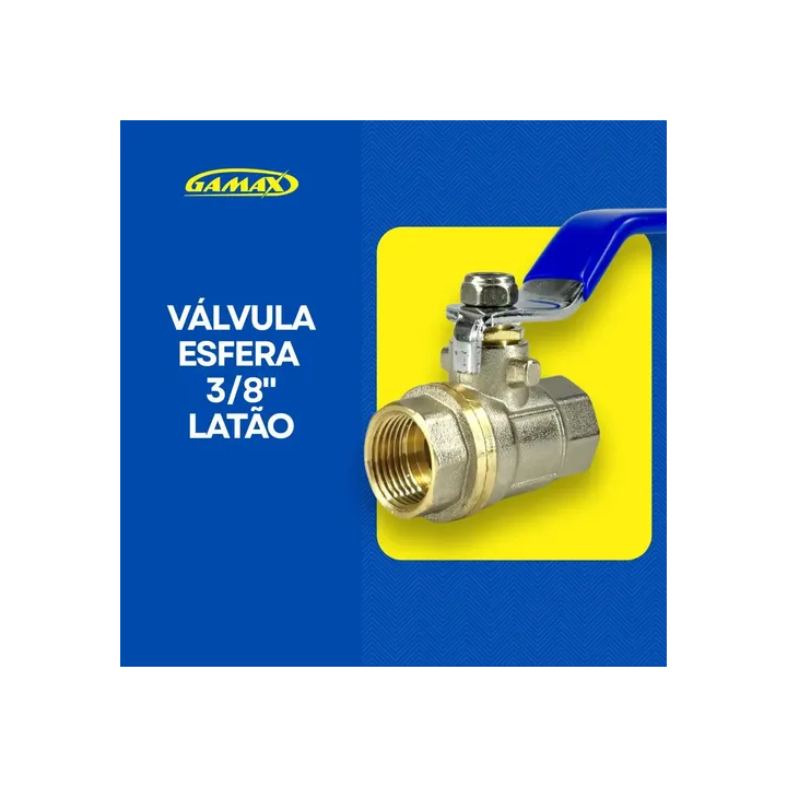 Válvula Registro Esfera Metal Latão 3/8 Polegada Bsp - Gamax