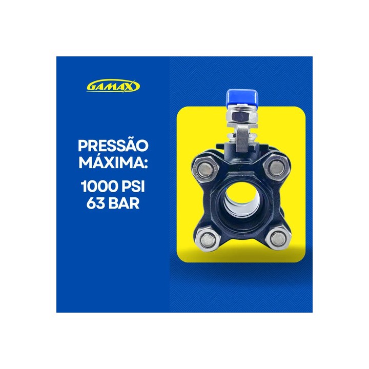Valvula Esfera Tripartida Aço Carbono 1 Pol. Bsp Gamax