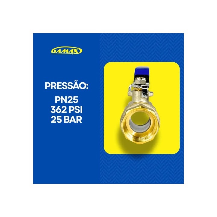 Válvula Registro Esfera Metal Latão 3/8 Polegada Bsp - Gamax